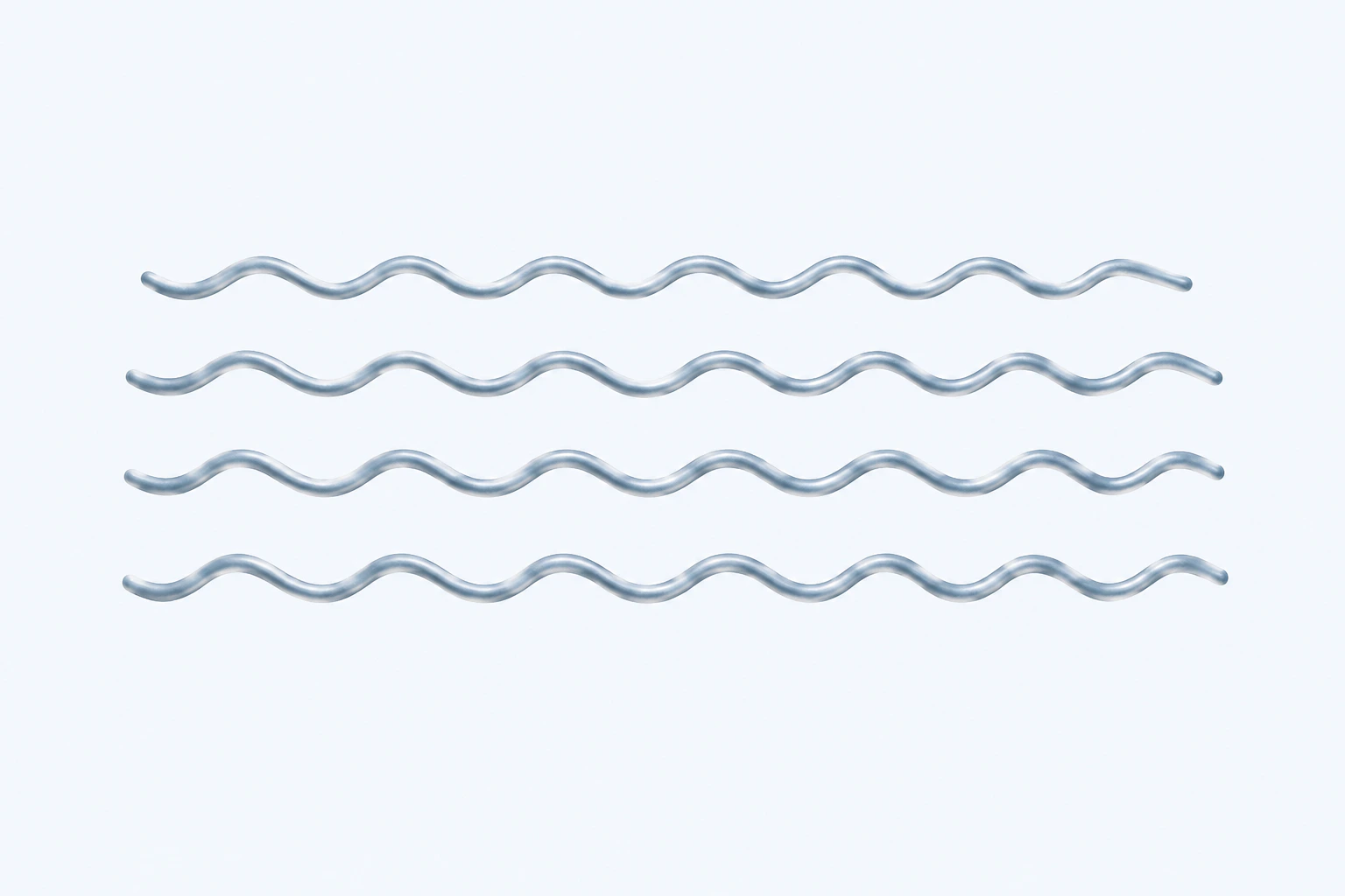 Four selected Treponema forms appear as separated slender bodies with regular shallow waves.
